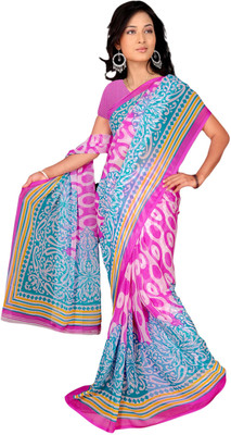

Vardan Prints Printed Bollywood Chiffon Saree(Purple, Blue), Blue;purple
