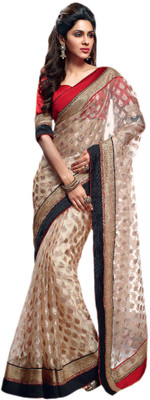 

Vishal Solid Fashion Net Saree(Beige)