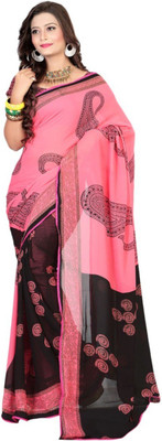 

Rockchin Fashions Printed Fashion Georgette Saree(Pink)