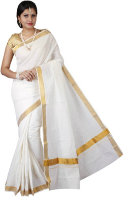 

Creative Weaves Solid Mysore Cotton Saree(White)