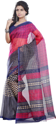 

JTInternational Printed Bhagalpuri Silk Saree(Red, Blue), Blue;red