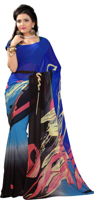 

Vardan Prints Printed Bollywood Georgette Saree(Blue, Black), Black;blue