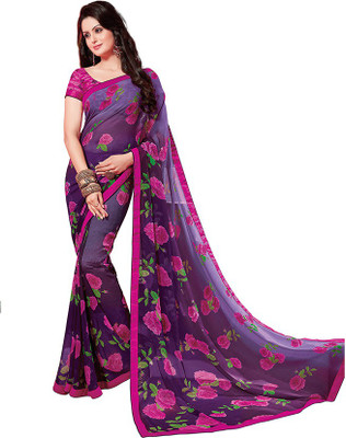 

PSHOPEE Floral Print Fashion Chiffon Saree(Purple)