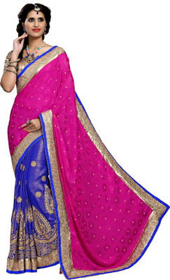 

Aasvaa Embroidered Fashion Jacquard Saree(Pink)
