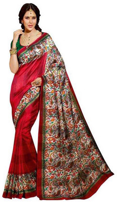 Kesar Sarees Printed Bhagalpuri Art Silk Saree(Red)