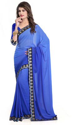

SHREE OM VALLABH Self Design Banarasi Georgette Saree(Blue)