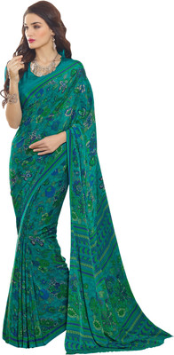 

Jiya Self Design, Printed Fashion Crepe Saree(Green)