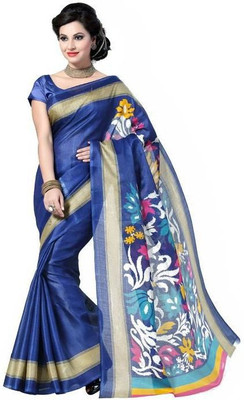 

Softdeal Printed Bhagalpuri Printed Silk Saree(Blue)