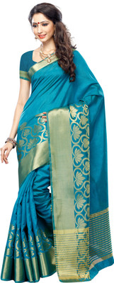 

Mimosa Woven Kanjivaram Tussar Silk Saree(Light Blue), Safire