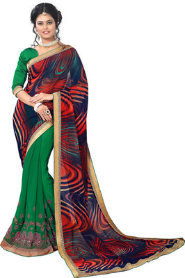 

Parisha Embroidered Daily Wear Georgette Saree(Green, Multicolor)