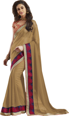 

Parisha Embroidered Daily Wear Georgette Saree(Beige)