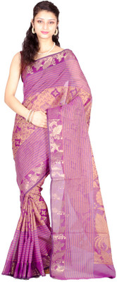 

Chandrakala Self Design Banarasi Cotton Saree(Multicolor), Purple