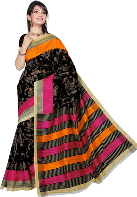 

Parisha Printed Daily Wear Art Silk Saree(Black, Multicolor), Black & multi