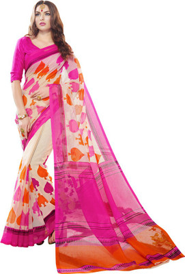 

Saara Printed Fashion Cotton Saree(Multicolor), Pink and cream