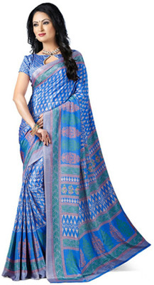 

Desi Butik Printed Fashion Crepe Saree(Blue)
