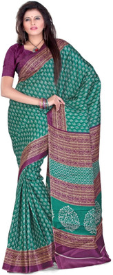 

Cenizas Printed Fashion Art Silk Saree(Green)