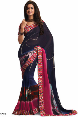 

Ridham Sarees Hand Painted Hand Batik Pure Georgette Saree(Multicolor)
