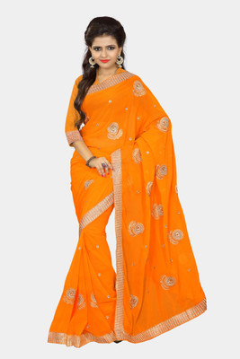 

Chirag Sarees Embroidered Fashion Chiffon Saree(Yellow)