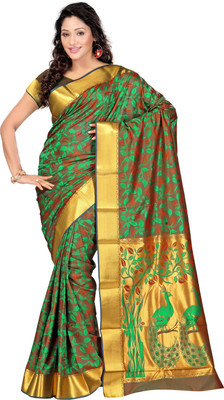 

Varkala Silk Sarees Woven Kanjivaram Saree(Green), Pakistani green