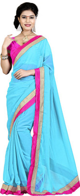 

Indian Wear Online Solid Fashion Chiffon Saree(Light Blue)