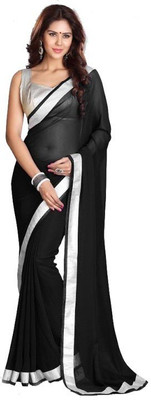 

Stylezone Solid Fashion Chiffon Saree(Black)