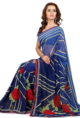 

Jiya Self Design, Printed Fashion Georgette Saree(Blue, Beige, Multicolor), Beige;blue;multicolor