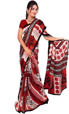 

Khushali Printed Daily Wear Georgette Saree(Multicolor), Black;red
