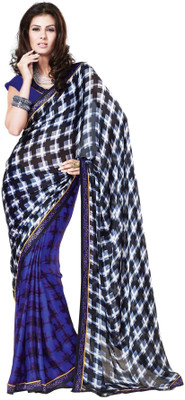 

Cenizas Printed Fashion Georgette Saree(Blue)