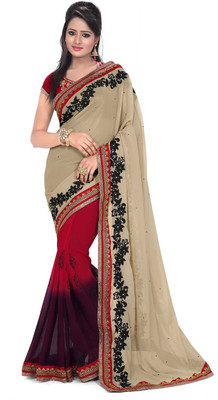 

Indian Wear Online Embroidered Fashion Georgette Saree(Red)