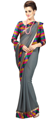 

Khoobee Self Design Fashion Georgette Saree(Grey, Multicolor)