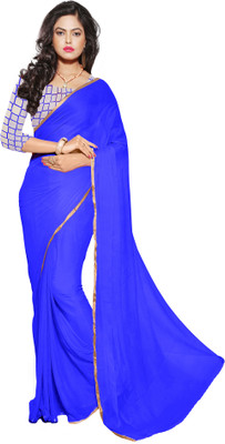 

Multi Retail Solid Bollywood Nylon Saree(Blue)
