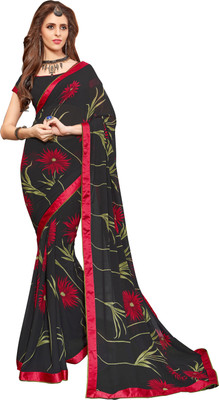 

Khoobee Self Design, Printed Fashion Georgette Saree(Black, Multicolor)