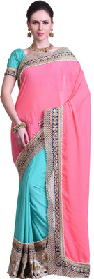 

Chirag Sarees Embellished Fashion Synthetic Georgette Saree(Multicolor, Pink-blue