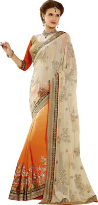 SareeShop Embroidered Bollywood Georgette Saree(Orange) Flipkart