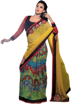 

Khoobee Self Design, Embroidered, Embellished Fashion Georgette Saree(Yellow, Multicolor, Dark Blue, Red), Dark blue;multicolor;red;yellow