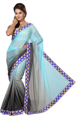 

Ishin Embellished Fashion Lycra Saree(Blue), Blue;brown