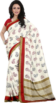 

Right Shape Printed Bollywood Art Silk Saree(White)