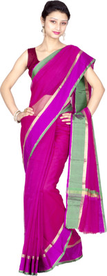 

Chandrakala Solid Banarasi Cotton Saree(Purple), Magenta