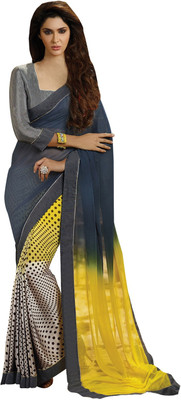 

Lovelylook Printed Fashion Chiffon Saree(Multicolor), Yellow & grey