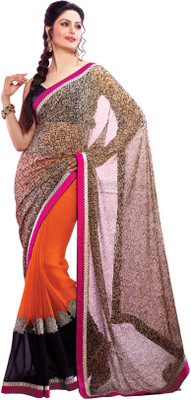 

Cenizas Printed Fashion Georgette Saree(Orange)