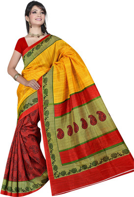 

Lovelylook Printed Daily Wear Art Silk Saree(Yellow, Red)