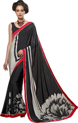 

Khoobee Self Design, Printed Fashion Art Silk Saree(Grey, Black), Black;grey