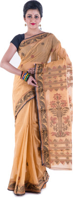 

Tantuja Woven Tangail Handloom Cotton Saree(Yellow)
