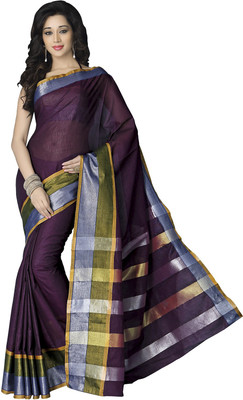 

Ishin Self Design Fashion Cotton Saree(Purple)