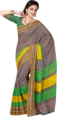 Saara Polka Print Daily Wear Silk Saree(Yellow)