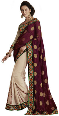 

Desi Butik Self Design Fashion Jacquard Saree(Purple)