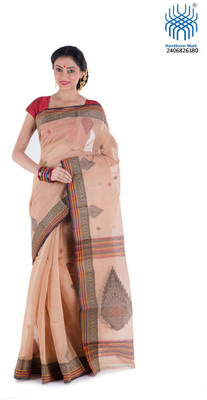 

Tantuja Woven Tangail Handloom Cotton Saree(Brown)