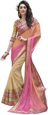 

Desi Butik Embroidered Fashion Chiffon, Georgette Saree(Multicolor)
