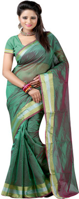 

Ansu Fashion Solid Meghalaya Silk Saree(Green)