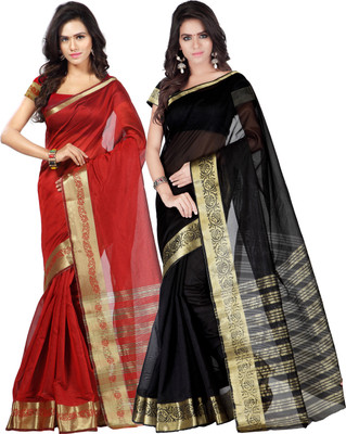 

Weavedeal Solid Banarasi Chanderi Saree(Pack of 2, Multicolor)